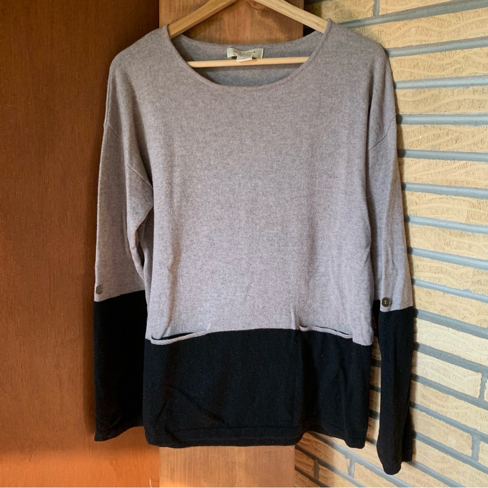 Cream & Black 100% Cashmere Sweater